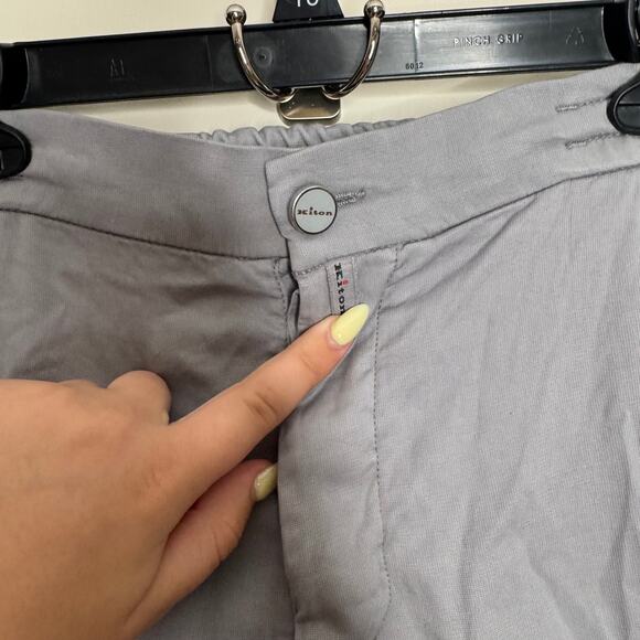 Mens Kiton Trousers Lyocell Light Gray EU 35 Rolled Hem (Fits 32x29" - Picture 4 of 7